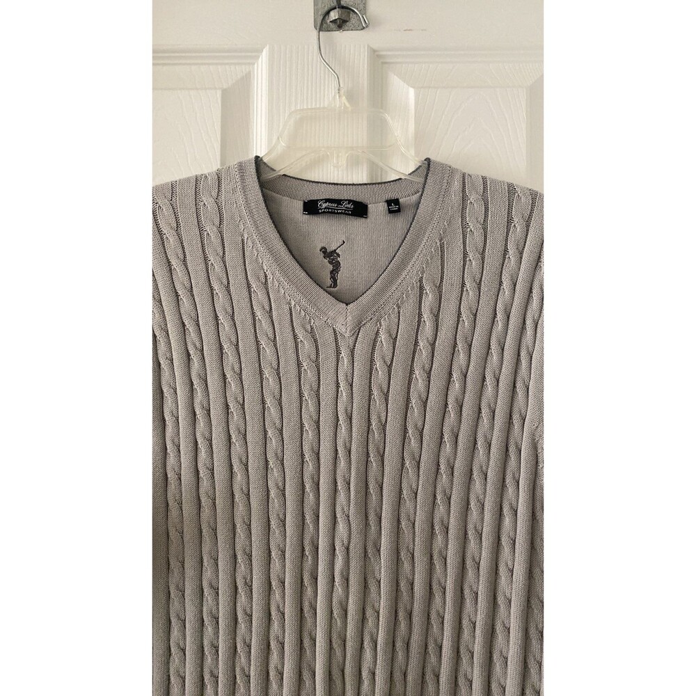 Cypress Links Sweater Vest Men's Size Large Gray 100% Cotton Soft Ribbed